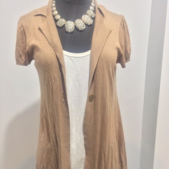 Banana Rep CapSleeve Brown Shortsleeve Cardigan - Picture 1 of 7